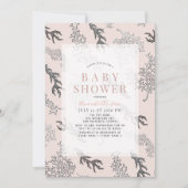 コーラルパターンライトピンクの女の子ベビーシャワー 招待状 (正面)