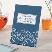コーラルパターン – ビーチハウスバケーションレンタルブルー 台座サイン (インサイチュ)