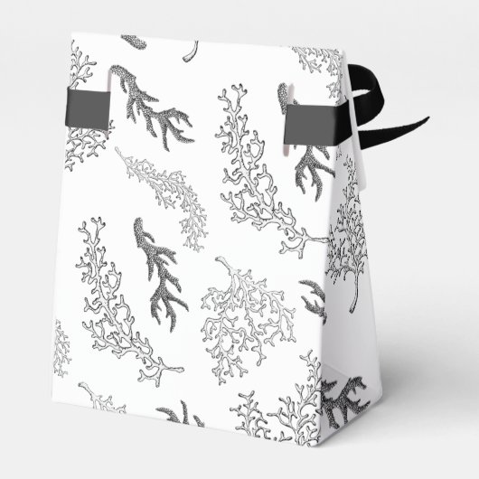 コーラルパターンB&W航海の結婚式の引き出物ボックス フェイバーボックス (裏面サイド)