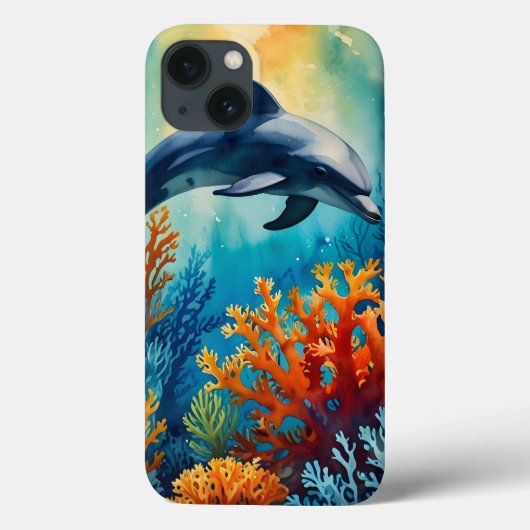 コーラルパラダイスの優雅なイルカ Case-Mate iPhoneケース (裏面)