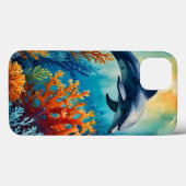 コーラルパラダイスの優雅なイルカ Case-Mate iPhoneケース (裏面 (横))