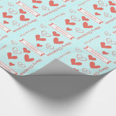 コーラルパーソナライズされたアクアハートホリデー紙 ラッピングペーパー (角)