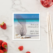 コーラルパーソナライズされたビーチ結婚式 スタンダードカクテルナプキン (インサイチュ)