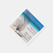 コーラルパーソナライズされたビーチ結婚式 スタンダードカクテルナプキン (角)