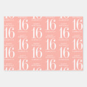 コーラルパーソナライズされたピンクターコイズグリッタースイーツ16 ラッピングペーパーシート (正面)