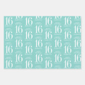 コーラルパーソナライズされたピンクターコイズグリッタースイーツ16 ラッピングペーパーシート (正面3)