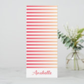コーラルパーソナライズされたピーチグラディエントストライプブックマーク (スタンド正面)