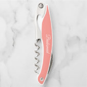 コーラルパーソナライズされた結婚ズの花嫁 ソムリエナイフ (正面)