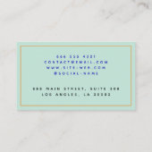 コーラルパーソナライズされた&ミントチューリップモノグラム コーリングカード (裏面)