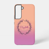 コーラルパープルグラデーションリース囲みモノグラム名 SAMSUNG GALAXYケース (裏面)