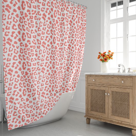 コーラルヒョウ柄 シャワーカーテン