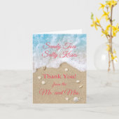 コーラルビーチウェーブサンディーつま先写真サンキューカード カード (黄色い花)