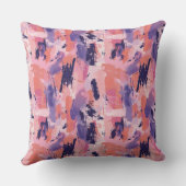 コーラルピはっきりしたンクのブラシストロークの飛び散り1 クッション (裏面)