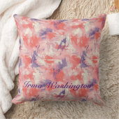 コーラルピはっきりしたンクのブラシストロークの飛び散り3 クッション (ブランケット)