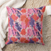 コーラルピはっきりしたンクのブラシストロークの飛び散り4 クッション (ブランケット)
