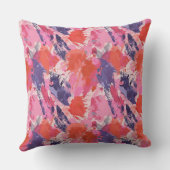 コーラルピはっきりしたンクのブラシストロークの飛び散り4 クッション (裏面)