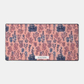 コーラルピインスパイアンクとブルーの水のカラーパターン デスクマット (正面)