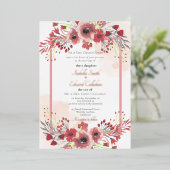 コーラルピエレガントオニーフローラ結婚リースのホイルInv 箔招待状 (立ち正面)