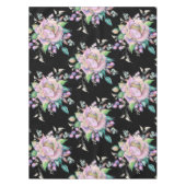 コーラルピエレガントッカラフルクの花フローラブラック テーブルクロス (正面)