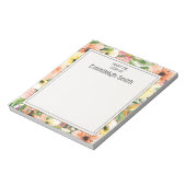 コーラルピエレガントックピンクイエローウォーターカラーガーデンフローラ ノートパッド (回転)