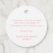 コーラルピエレガントンク結婚式の引き出物ラベル フェイバータグ (裏面)