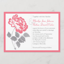 コーラルピオニーウィズグレー結婚式招待状