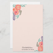 コーラルピカスタマイズックウォーター色フラワーブーケ 便箋 (正面/裏面)