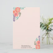 コーラルピカスタマイズックウォーター色フラワーブーケ 便箋 (スタンド正面)