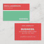 コーラルピシンプルンクとミントグリーンミニマルデザイン 名刺 (正面/裏面)