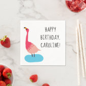 コーラルピパーソナライズされたックフラミンゴパーティー スタンダードカクテルナプキン (インサイチュ)