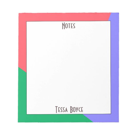 コーラルピモダンッガーリークブルーグリーンモノグラムの ノートパッド (正面)