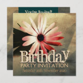 コーラルピモダンッグランジクフラワーカスタム招待状 招待状 (正面/裏面)