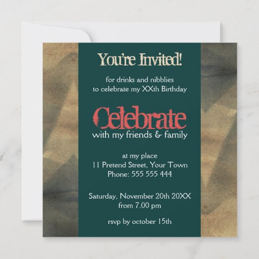 コーラルピモダンッグランジクフラワーカスタム招待状 招待状 (裏面)