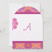 コーラルピモダンンクとオレンジの花柄 招待状 (裏面)