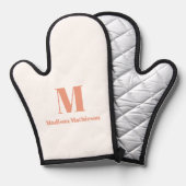 コーラルピモダンンクシンプルクの文字モノグラムのカスタム 鍋つかみ (正面/裏面)