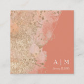 コーラルピモダンンクビーチ結婚式QRコード エンクロージャーカード (正面)