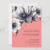 コーラルピモダンンクフローラ結婚ズ 招待状 (正面)