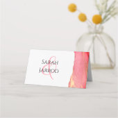 コーラルピモダンンク抽象芸術結婚ズ座席表 プレイスカード (裏面)