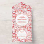 コーラルピモダンンク水彩蝶絵画の オールインワン招待状 (内側)