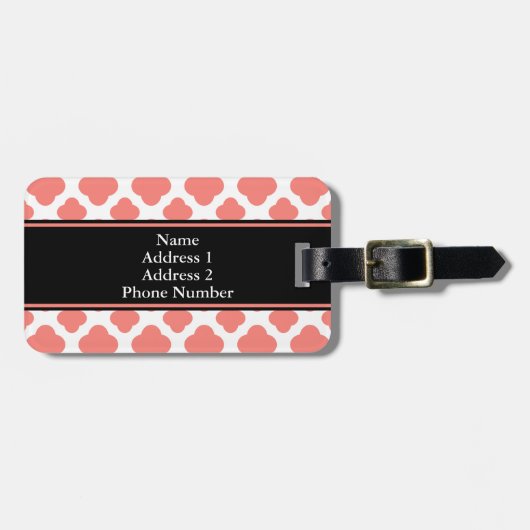 コーラルピモノグラムのンククローバーパターン ラゲッジタグ (正面横)