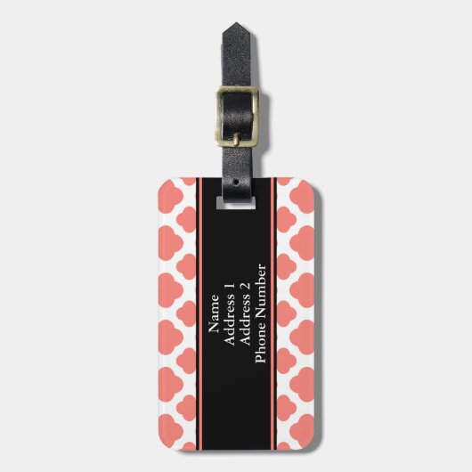 コーラルピモノグラムのンククローバーパターン ラゲッジタグ (正面縦)