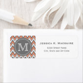 コーラルピモノグラムのンク&グレーシェブロン ラベル (インサイチュ)