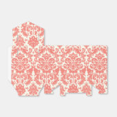 コーラルピンクとアイボリーエレガントダマスク模様 フェイバーボックス (折り畳みなし)