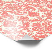 コーラルピンクとアイボリーエレガントダマスク模様 フォトプリント            (角)