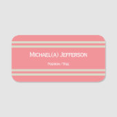 コーラルピンクとクリスタルエレガントホワイトの名前とタイトル 名札 (正面)