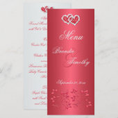 コーラルピンクとグレーのフローラハートメニューカード メニュー (正面/裏面)