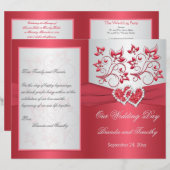 コーラルピンクとグレーのフローラハート結婚式 プログラム (正面/裏面)