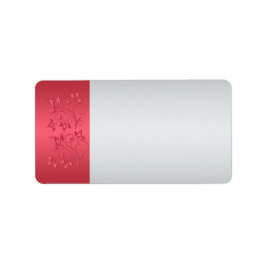 コーラルピンクとグレーのフローラ住所 シール 空白の