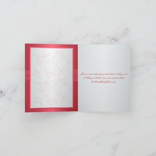 コーラルピンクとグレーの花柄のサンキューカード サンキューカード (内部)