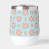 コーラルピンクとパウダーブルーの繊細なデイジー花 (正面)